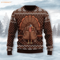 Thanksgiving Brown Turkey Knitted Pattern Ugly Sweater S Wool Sweatshirt