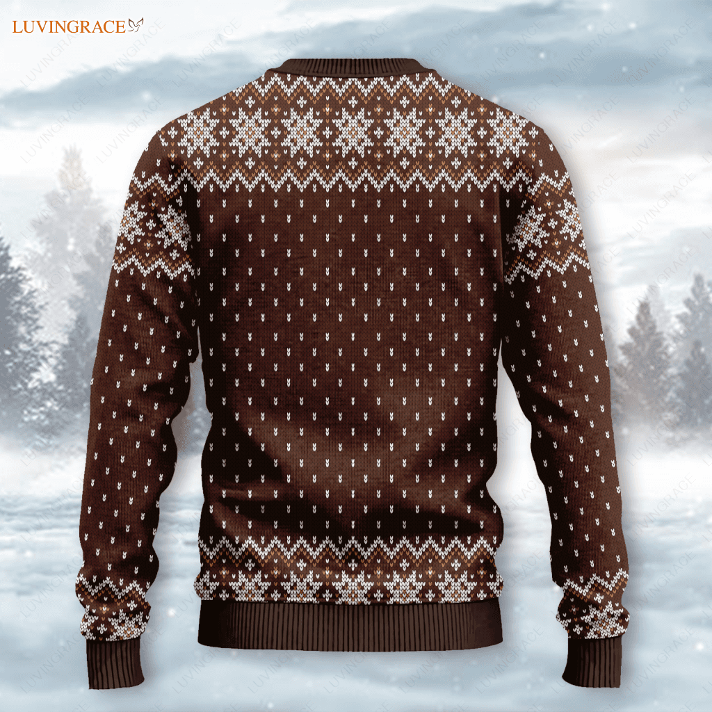 Thanksgiving Brown Turkey Knitted Pattern Ugly Sweater Wool Sweatshirt