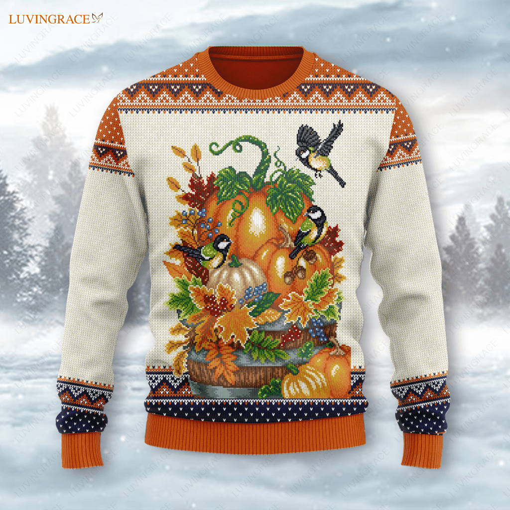 Thanksgiving Floral Pumpkin Bird Wool Knitted Pattern There Is Always Ugly Sweater S Sweatshirt