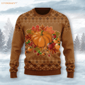 Thanksgiving Pumpkin Maple Wool Knitted Pattern There Is Always Ugly Sweater S Sweatshirt