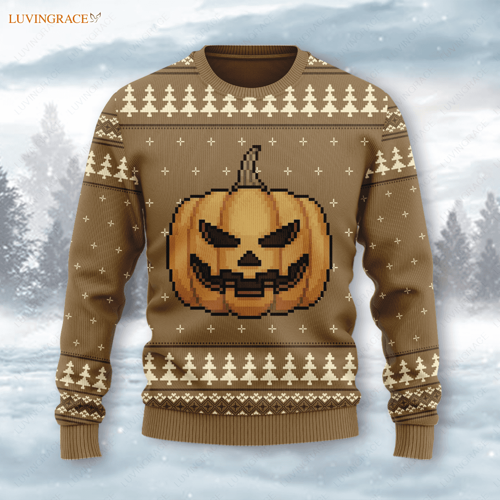 Thanksgiving Pumpkin Turkey Wool Knitted Pattern Ugly Sweater S Sweatshirt