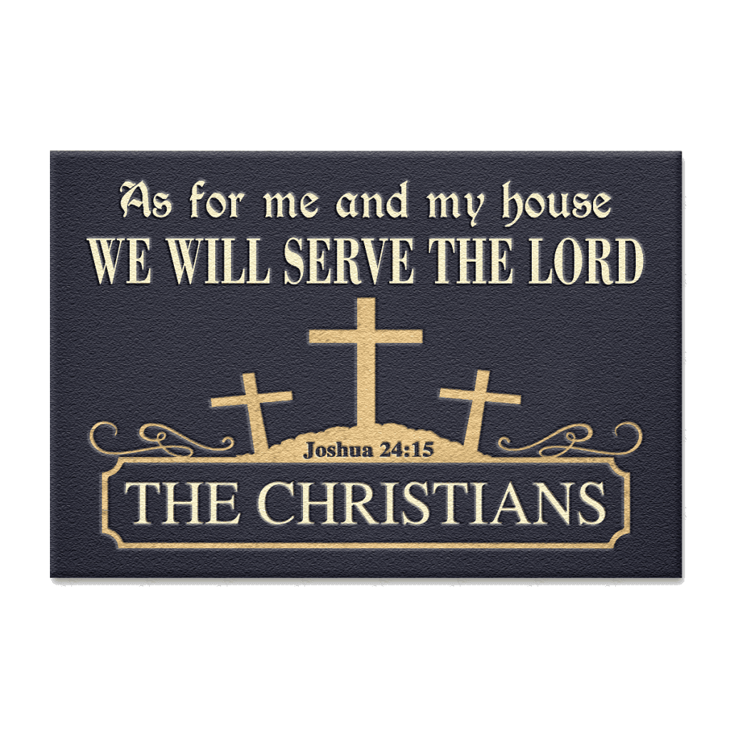 The Three Cross Symbol Serve The Lord Personalized Doormat