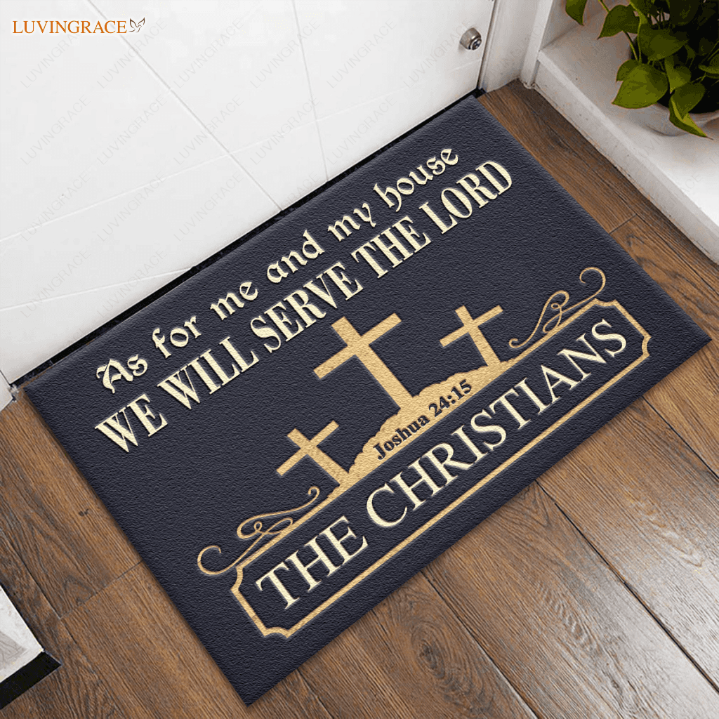 The Three Cross Symbol Serve Lord Personalized Doormat