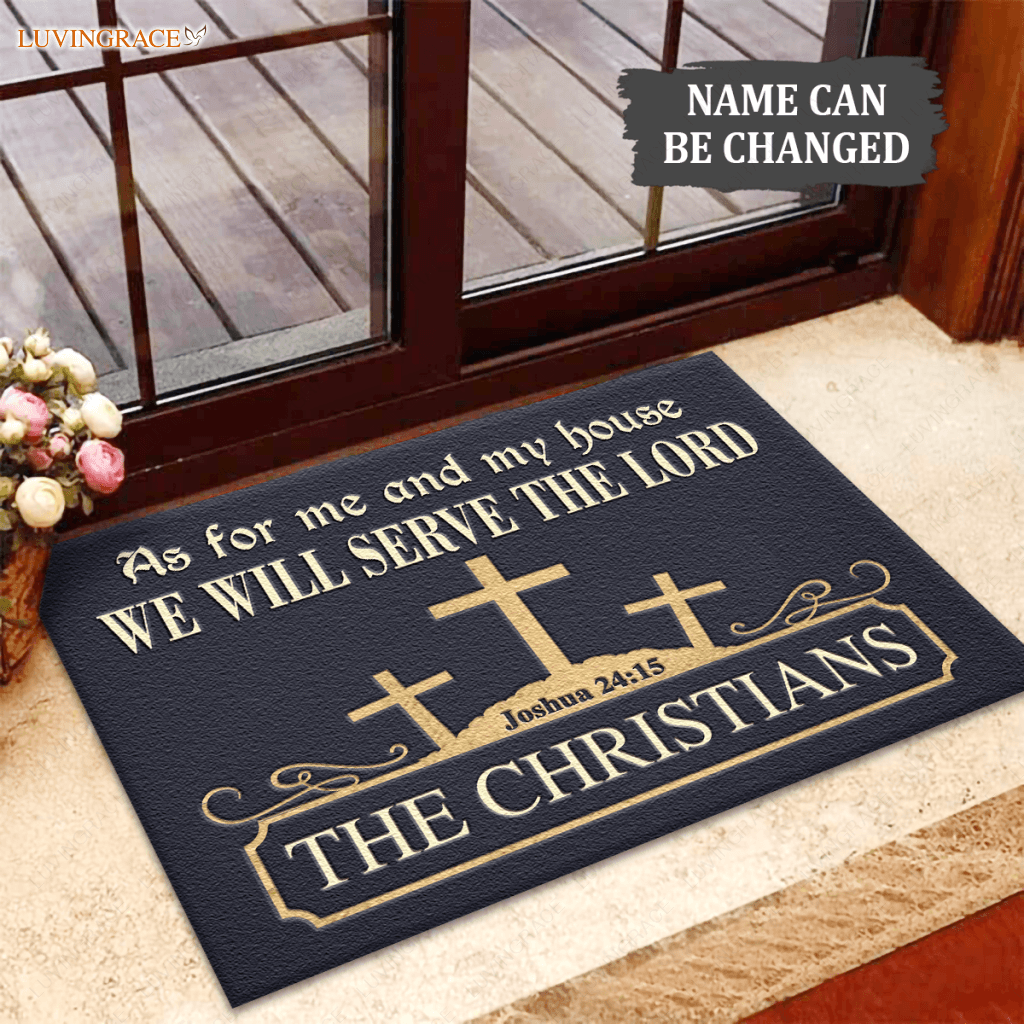 The Three Cross Symbol Serve Lord Personalized Doormat