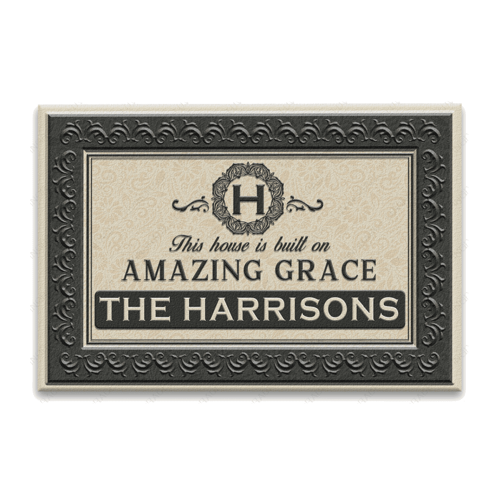 This House Is Built On Amazing Grace Personalized Doormat