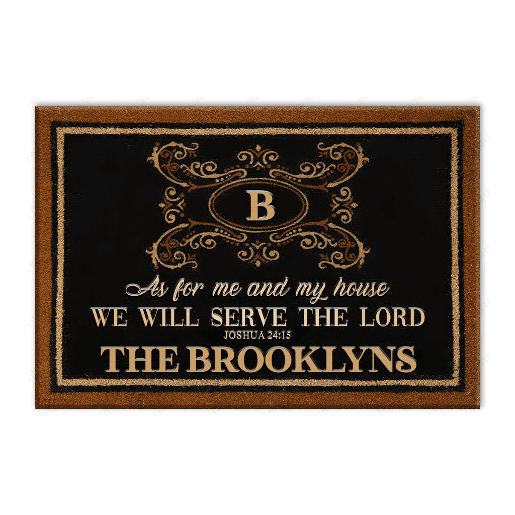Tri-Color Monogram Initial Serve The Lord Personalized Doormat
