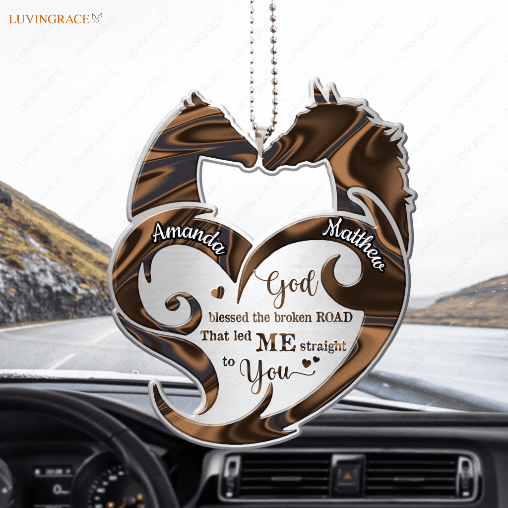 Tribal Heart Horse Couple God Blessed Personalized Ornament