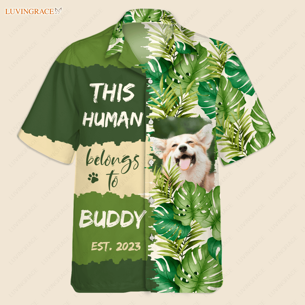 Tropical Leaves Pattern Human Belongs To - Personalized Custom Photo Beach Shorts Shirt