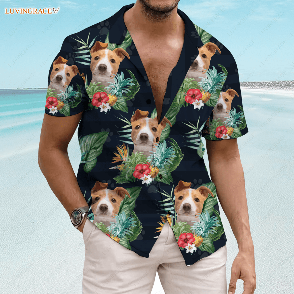 Tropical Summer Hawaii Upload Image Family Dog Cat - Personalized Custom Unisex Hawaiian Shirt