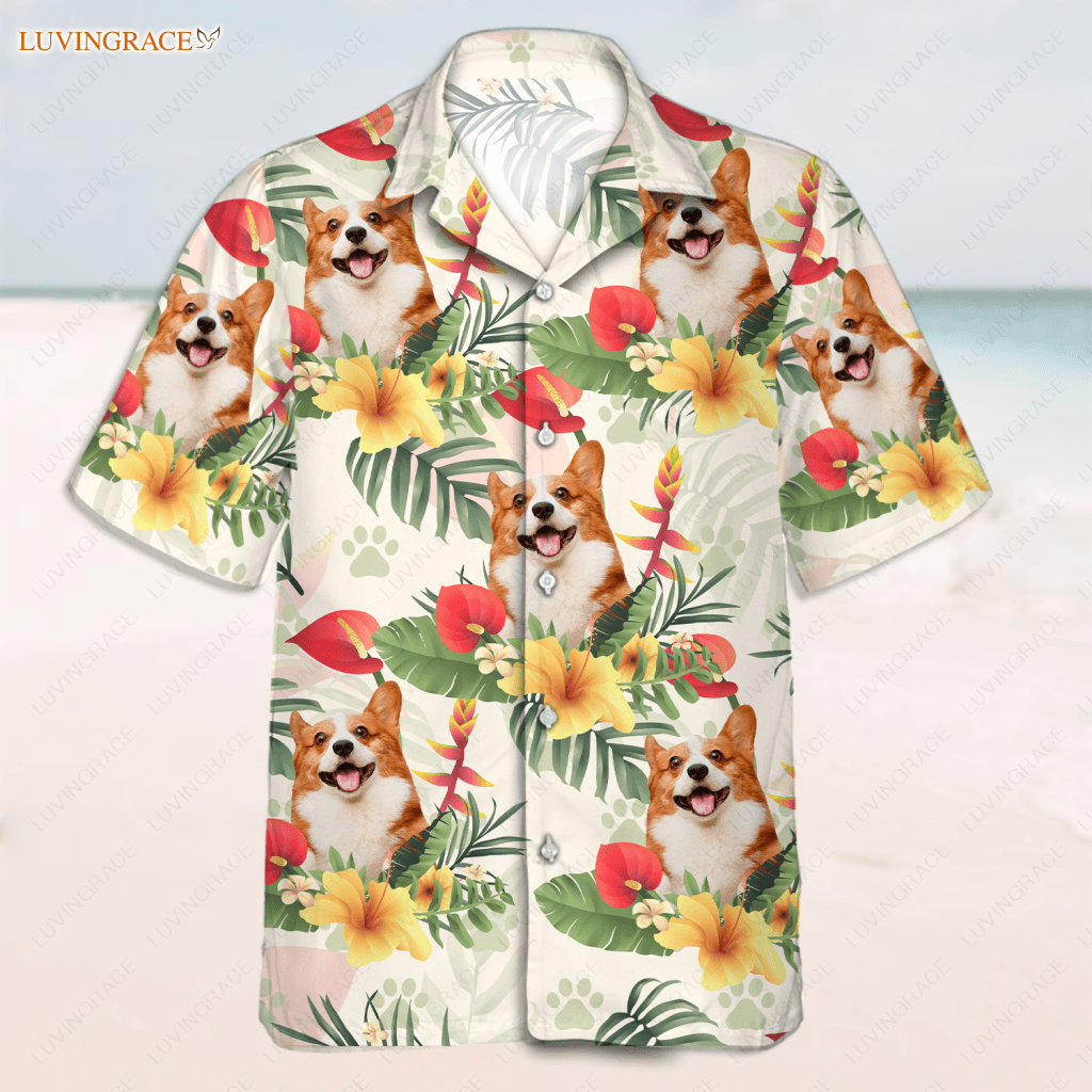 Tropical Summer Hawaii Upload Image Family Dog Cat - Personalized Custom Unisex Hawaiian Shirt