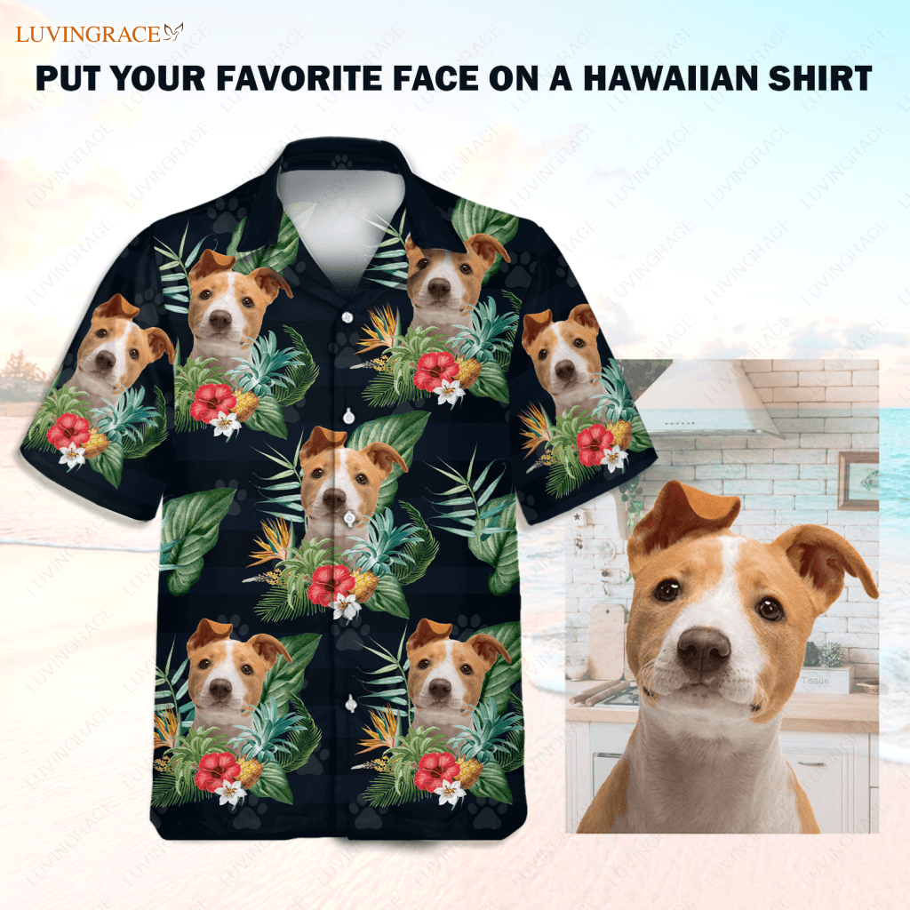 Tropical Summer Hawaii Upload Image Family Dog Cat - Personalized Custom Unisex Hawaiian Shirt