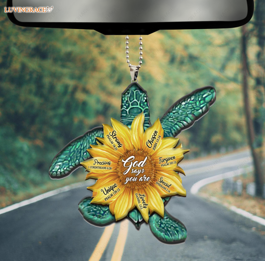 Turtle Sunflower God Says You Are Ornament