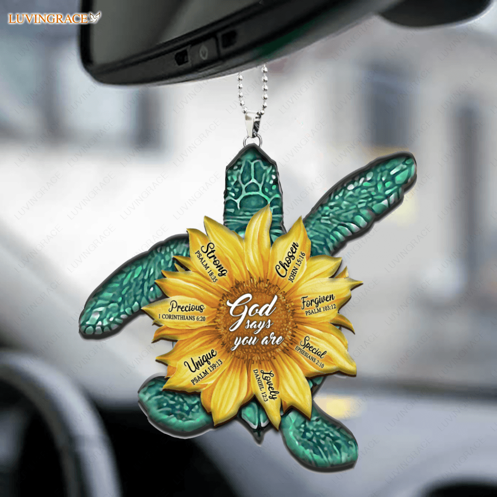 Turtle Sunflower God Says You Are Ornament