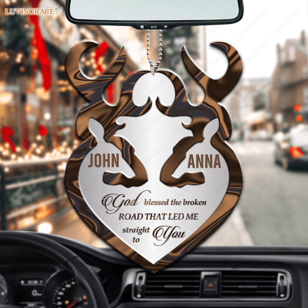 Two Deers With Heart God Blessed Personalized Ornament