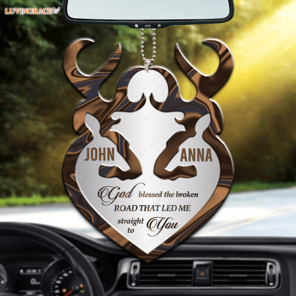 Two Deers With Heart God Blessed Personalized Ornament