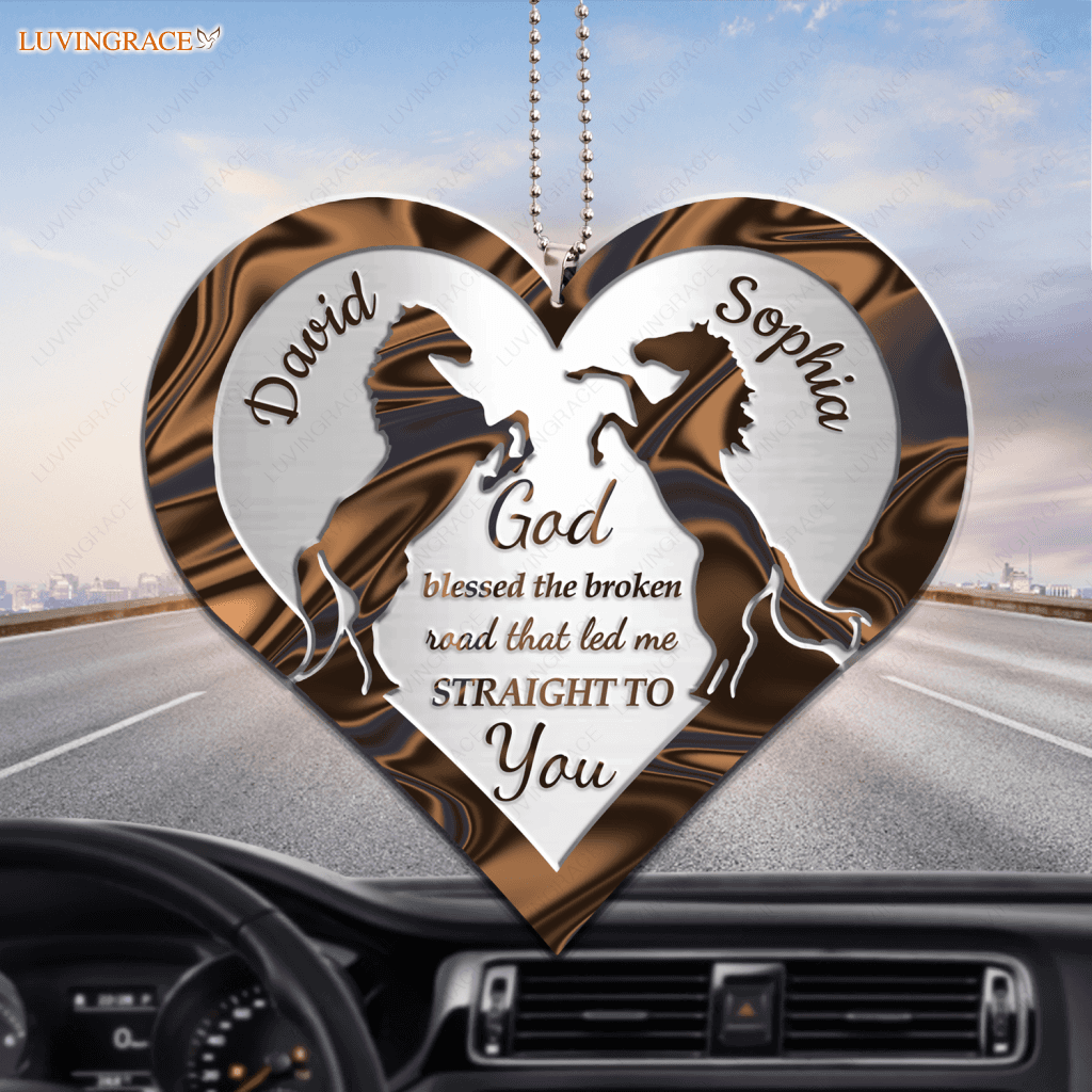 Two Horses God Blessed Personalized Ornament
