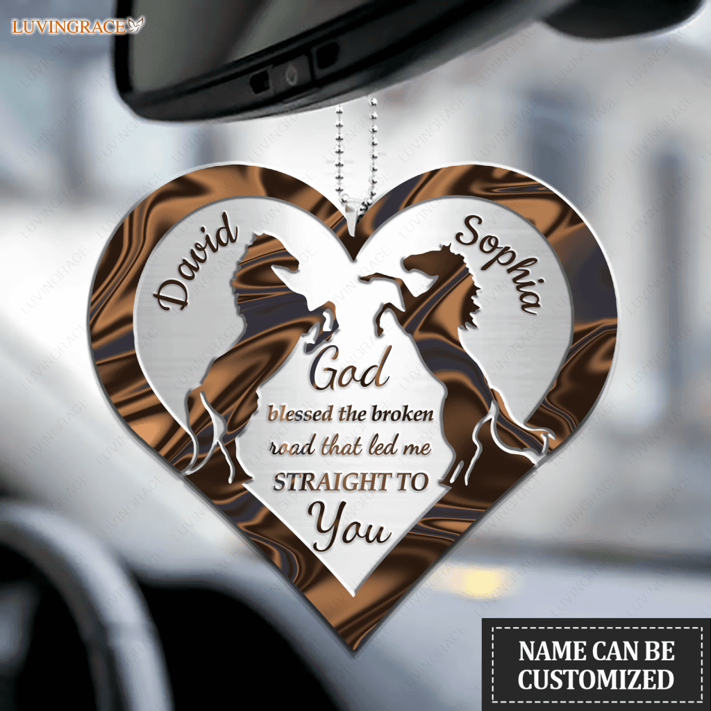 Two Horses God Blessed Personalized Ornament