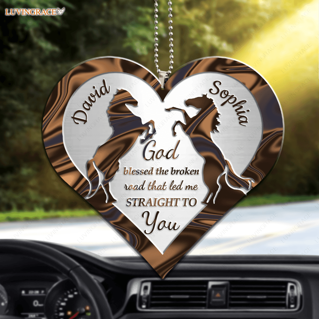 Two Horses God Blessed Personalized Ornament