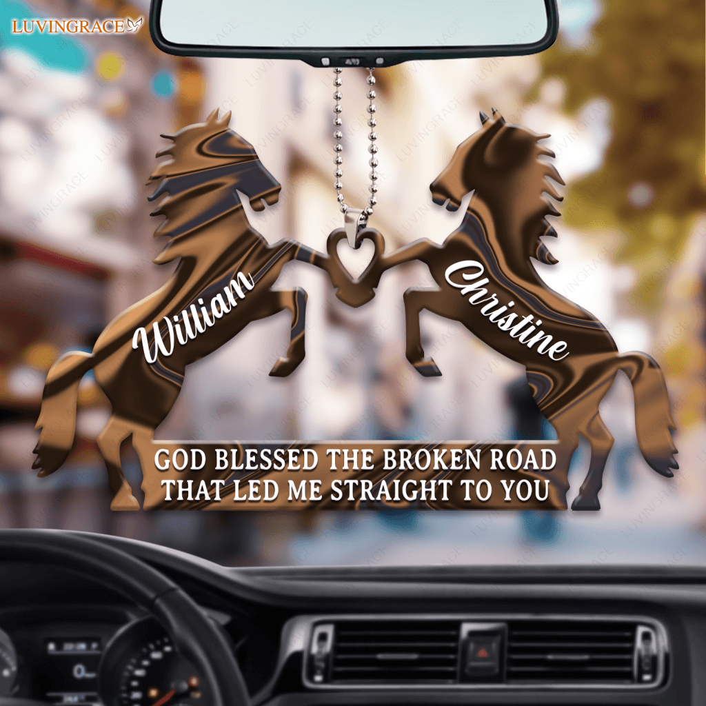 Two Horses With Heart God Blessed Personalized Ornament