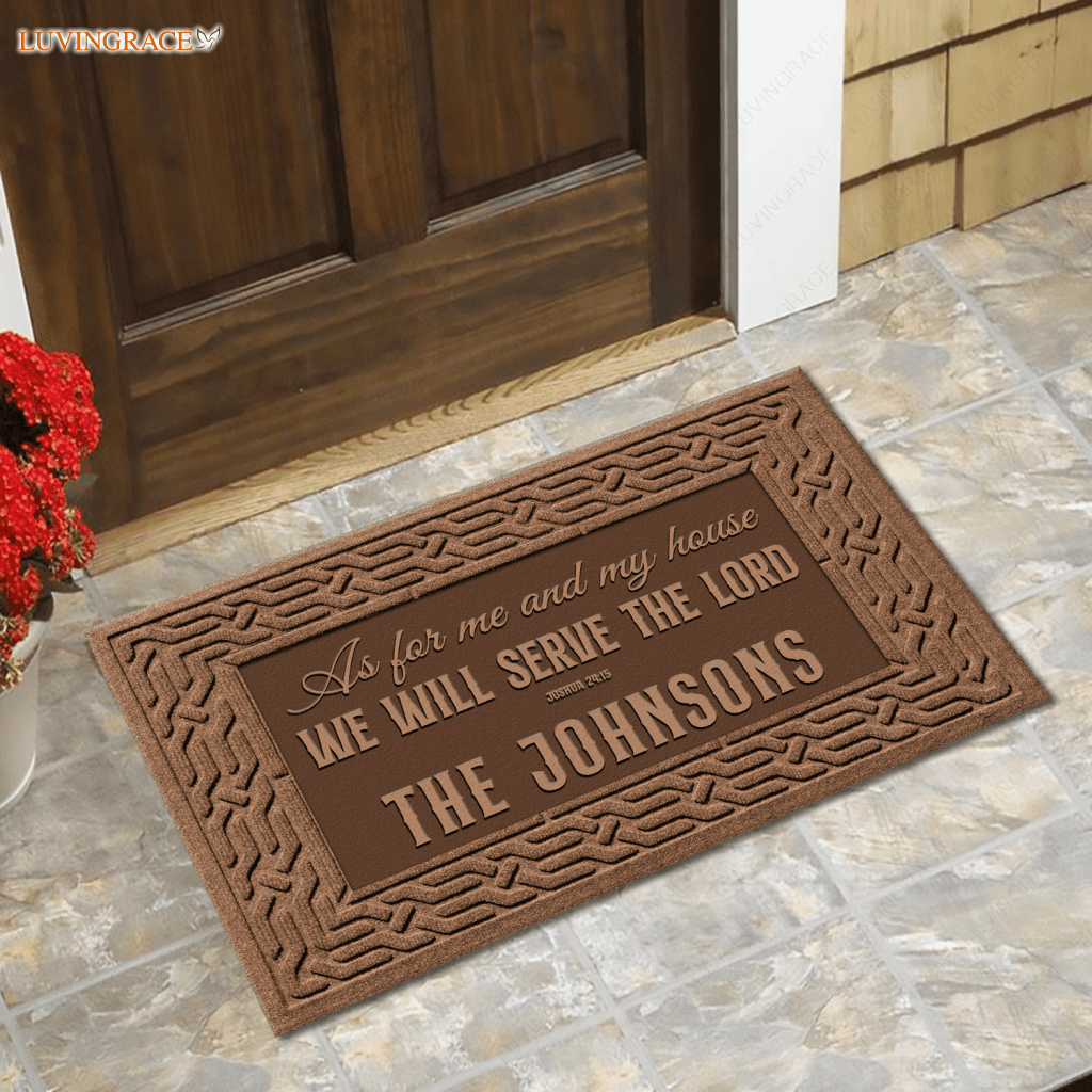 Umber Brown Serve The Lord Personalized Doormat