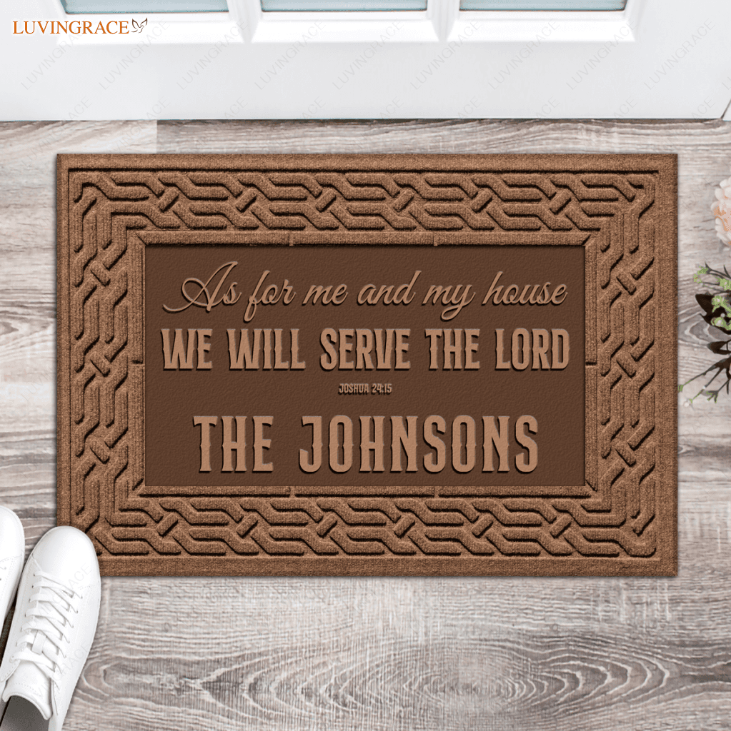Umber Brown Serve The Lord Personalized Doormat