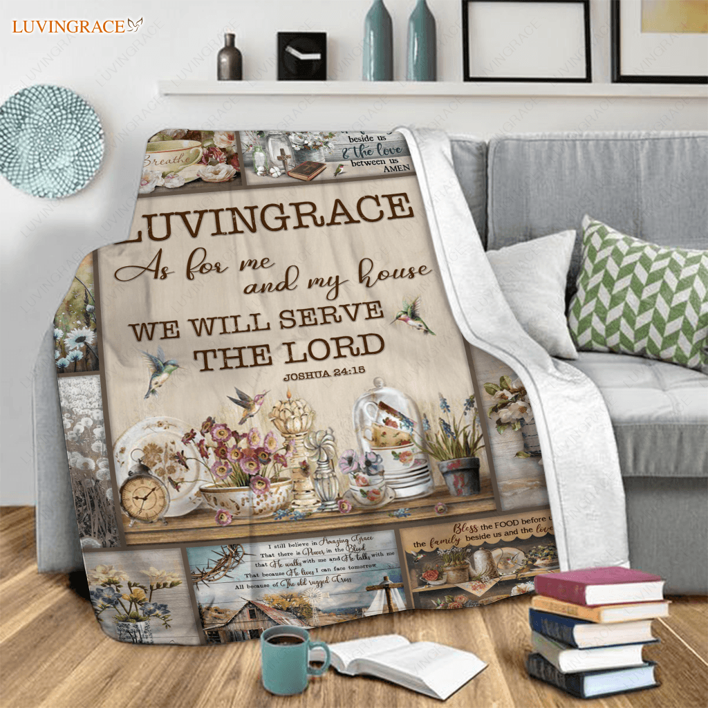 Vintage Birds Flower As For Me And My House Personalized Blanket