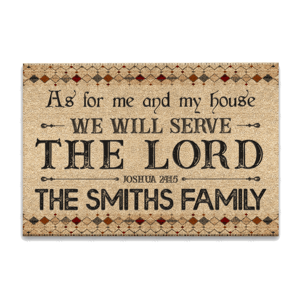Vintage Boho As For Me And My House Personalized Doormat