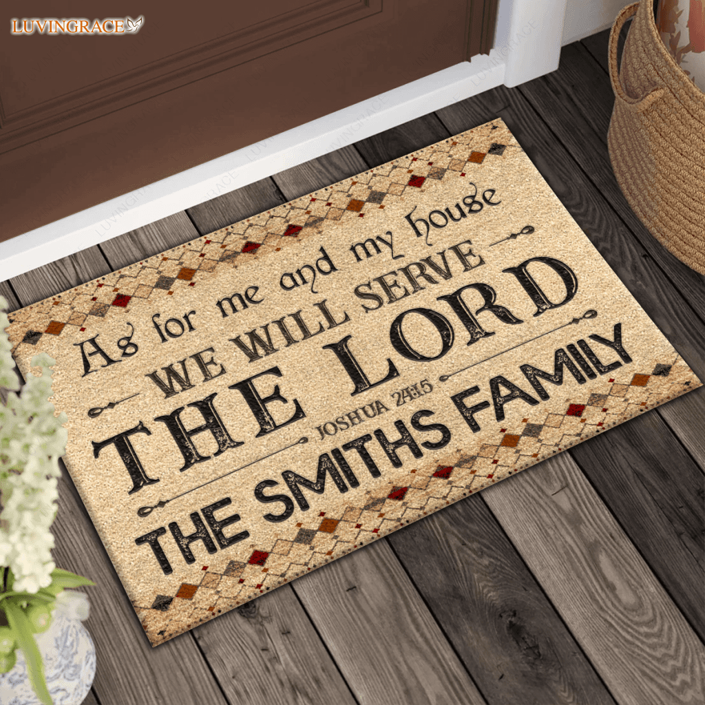 Vintage Boho As For Me And My House Personalized Doormat