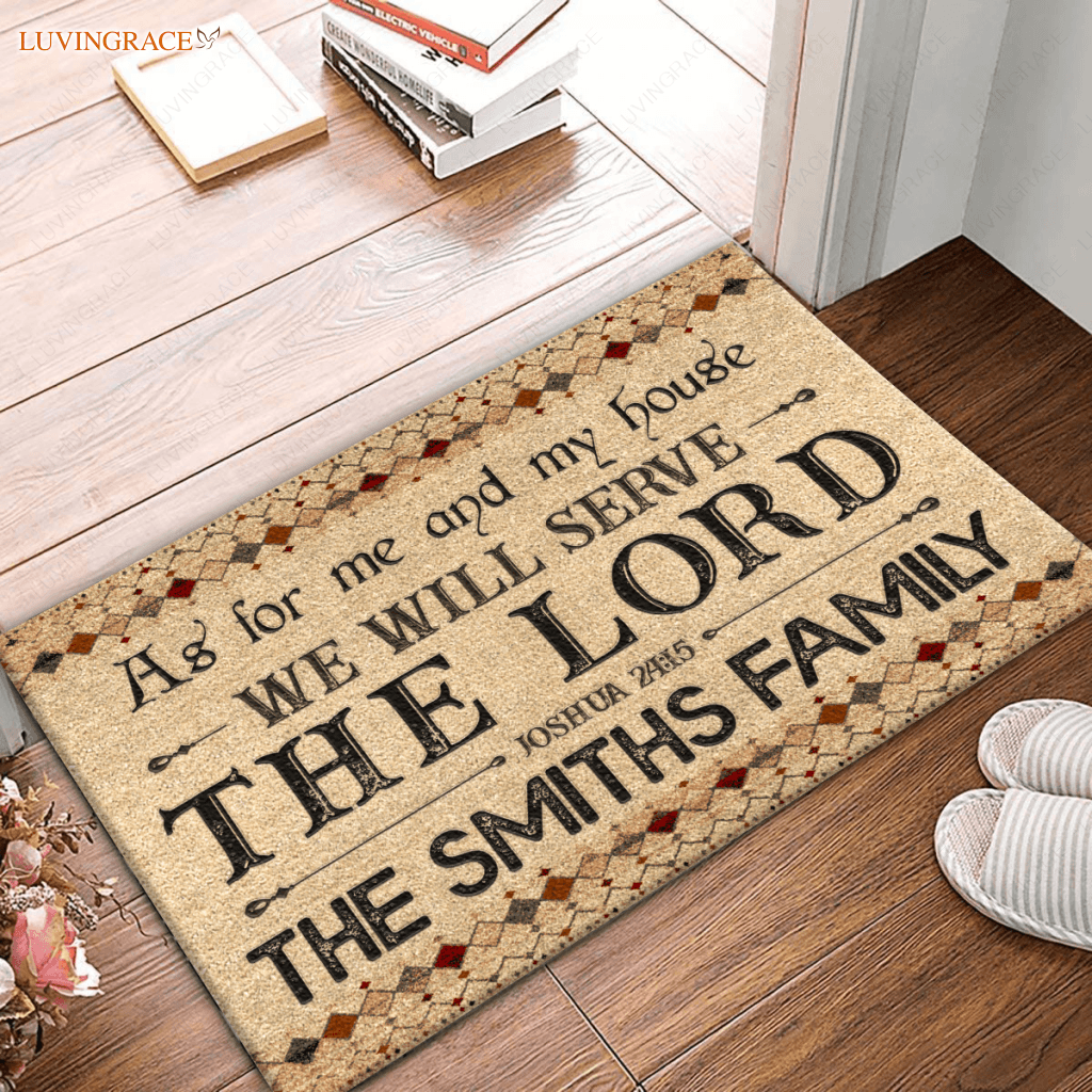 Vintage Boho As For Me And My House Personalized Doormat