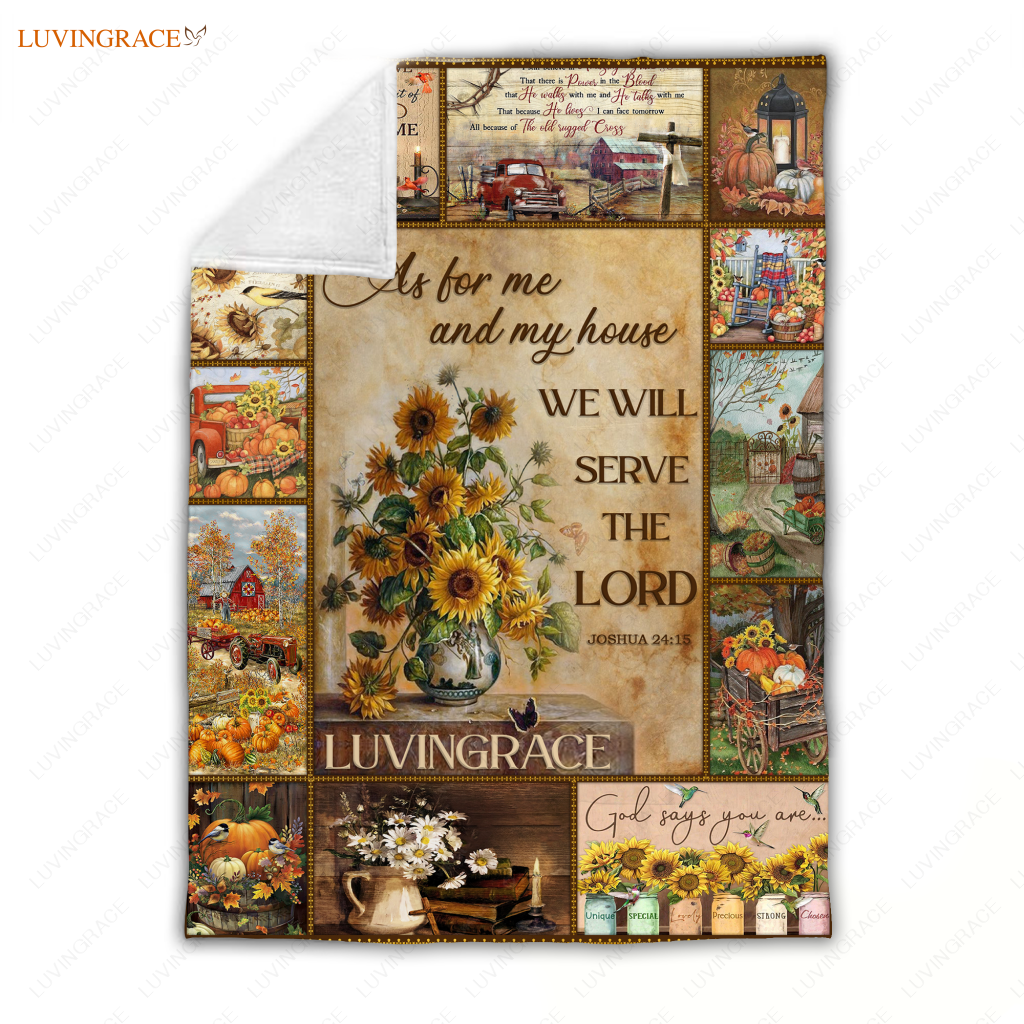 Vintage Butterfly Sunflower As For Me And My House Personalized Blanket