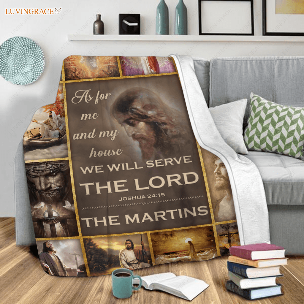 Vintage Chistian God As For Me And My House Personalized Blanket