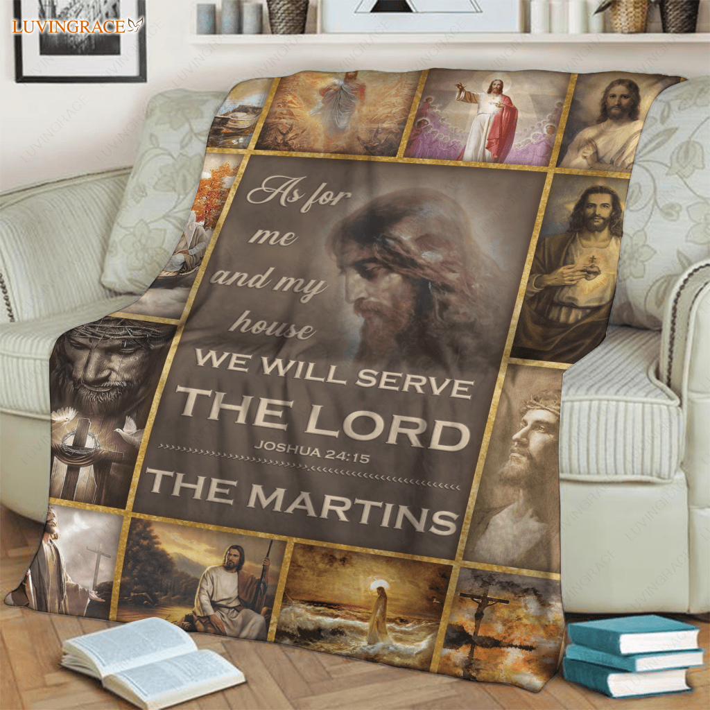 Vintage Chistian God As For Me And My House Personalized Blanket