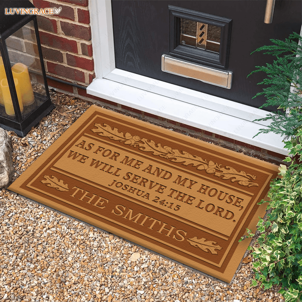Vintage Christmas As For Me And My House Personalized Doormat