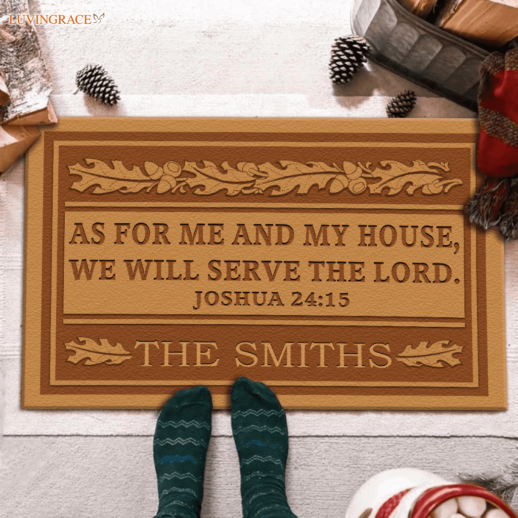 Vintage Christmas As For Me And My House Personalized Doormat