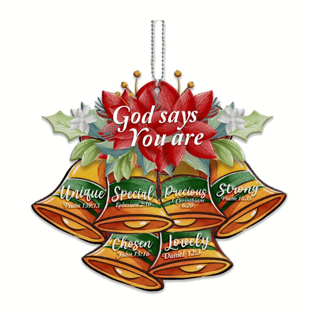 Vintage Christmas Floral Bells God Says You Are Ornament