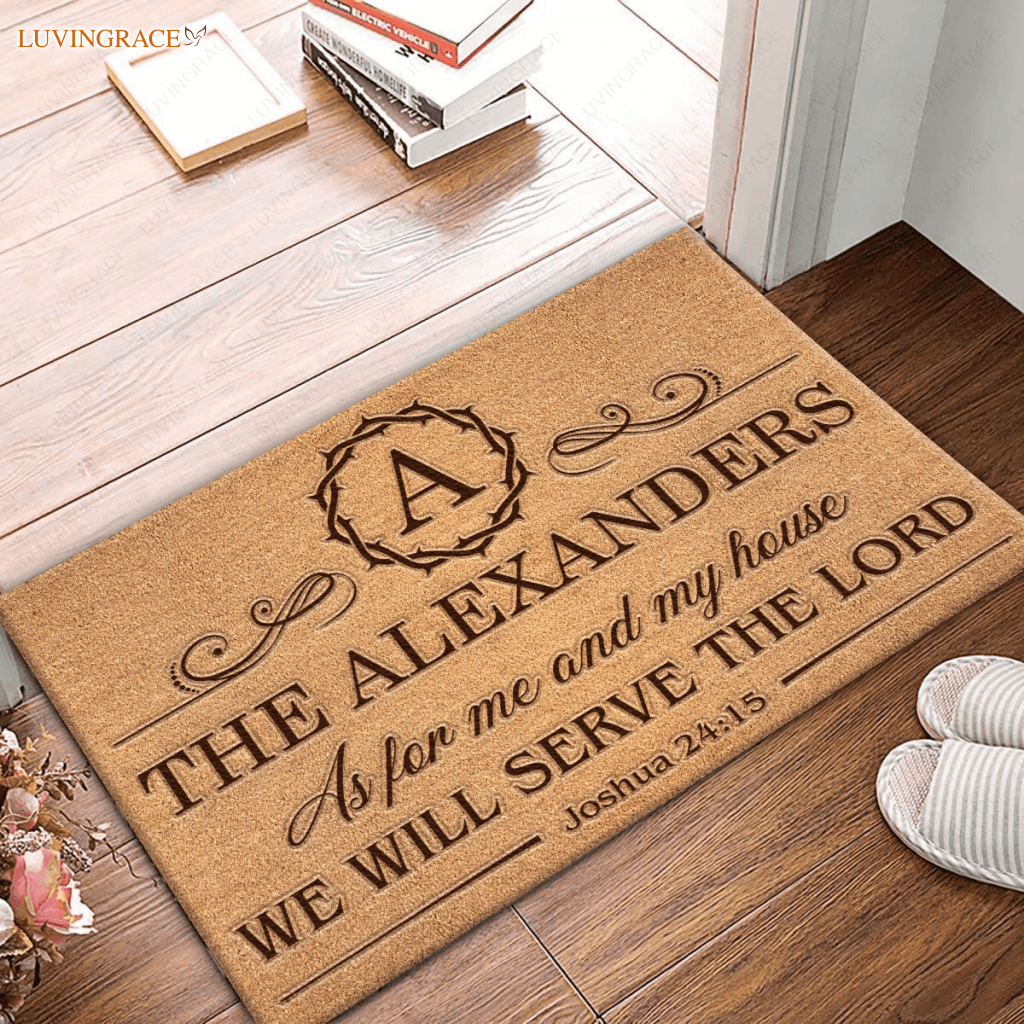 Vintage Crown Of Thorn As For Me And My House Personalized Doormat