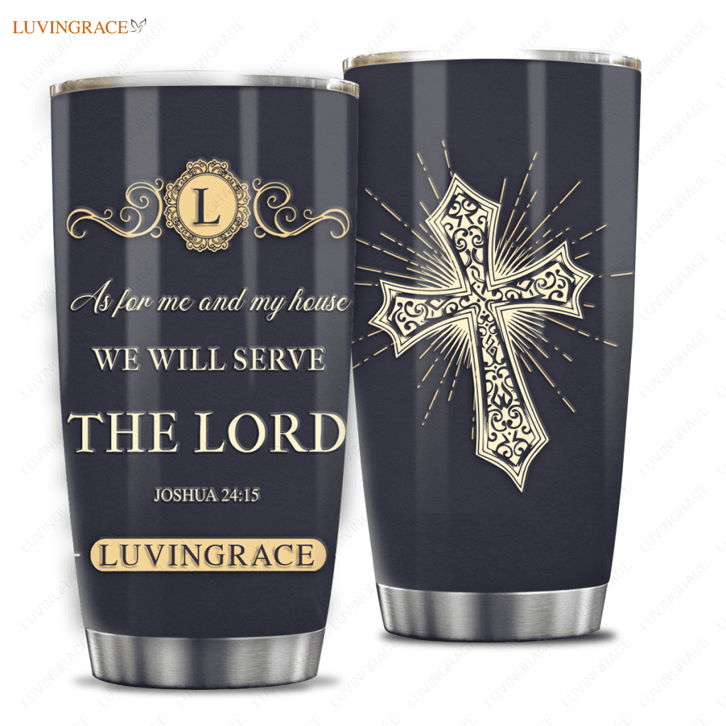 Vintage Elegant As For Me And My House Personalized Tumbler