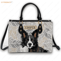 Vintage Elegant Leaf Pattern Pet Digital Painting Portrait - Personalized Custom Leather Bag