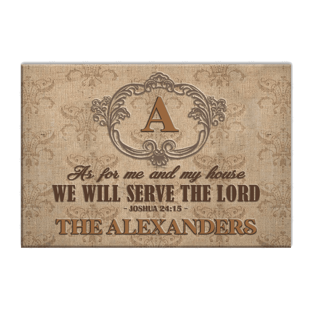 Vintage Family Serve The Lord Personalized Doormat