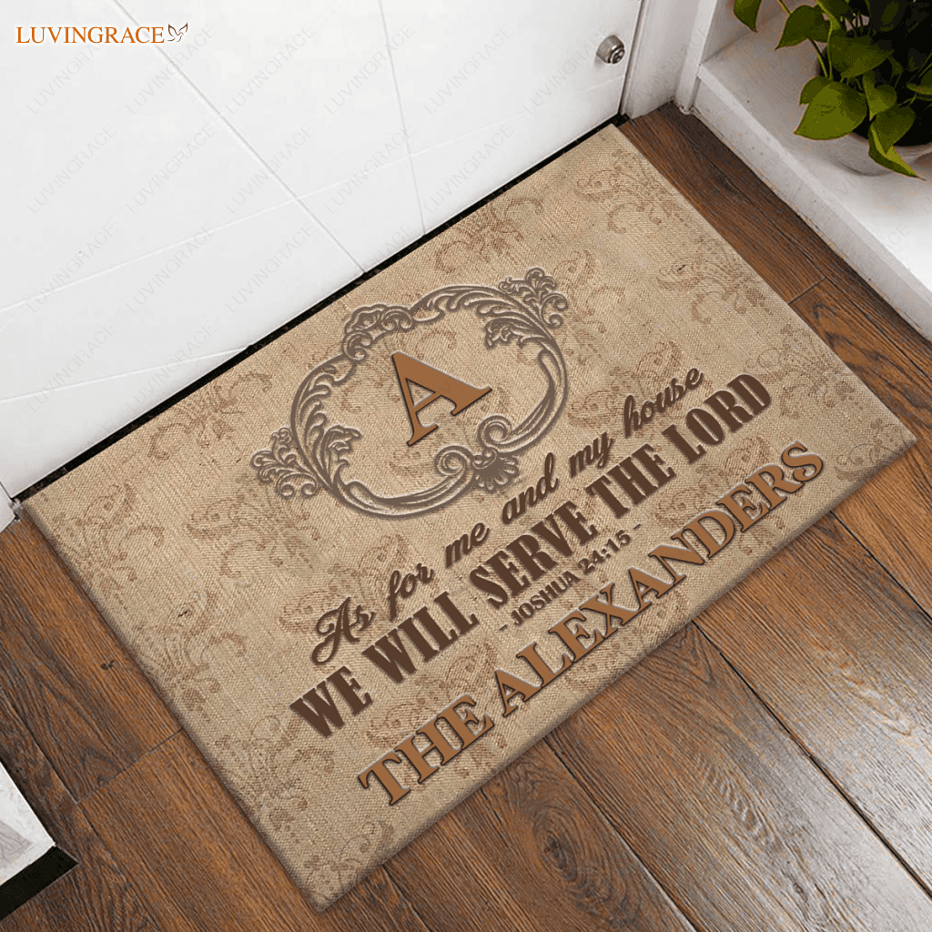 Vintage Family Serve The Lord Personalized Doormat