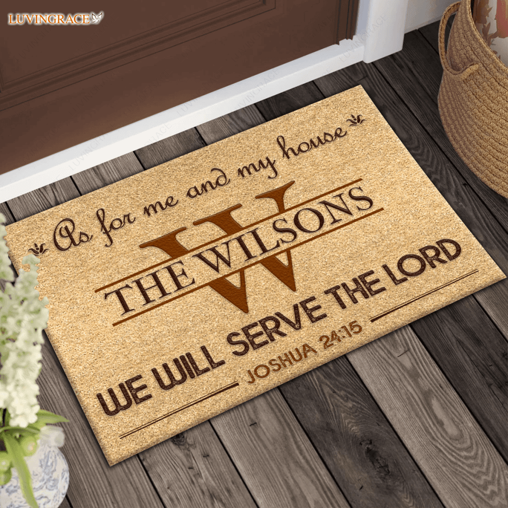 Vintage First Letter And Family Name As For Me My House Personalized Doormat