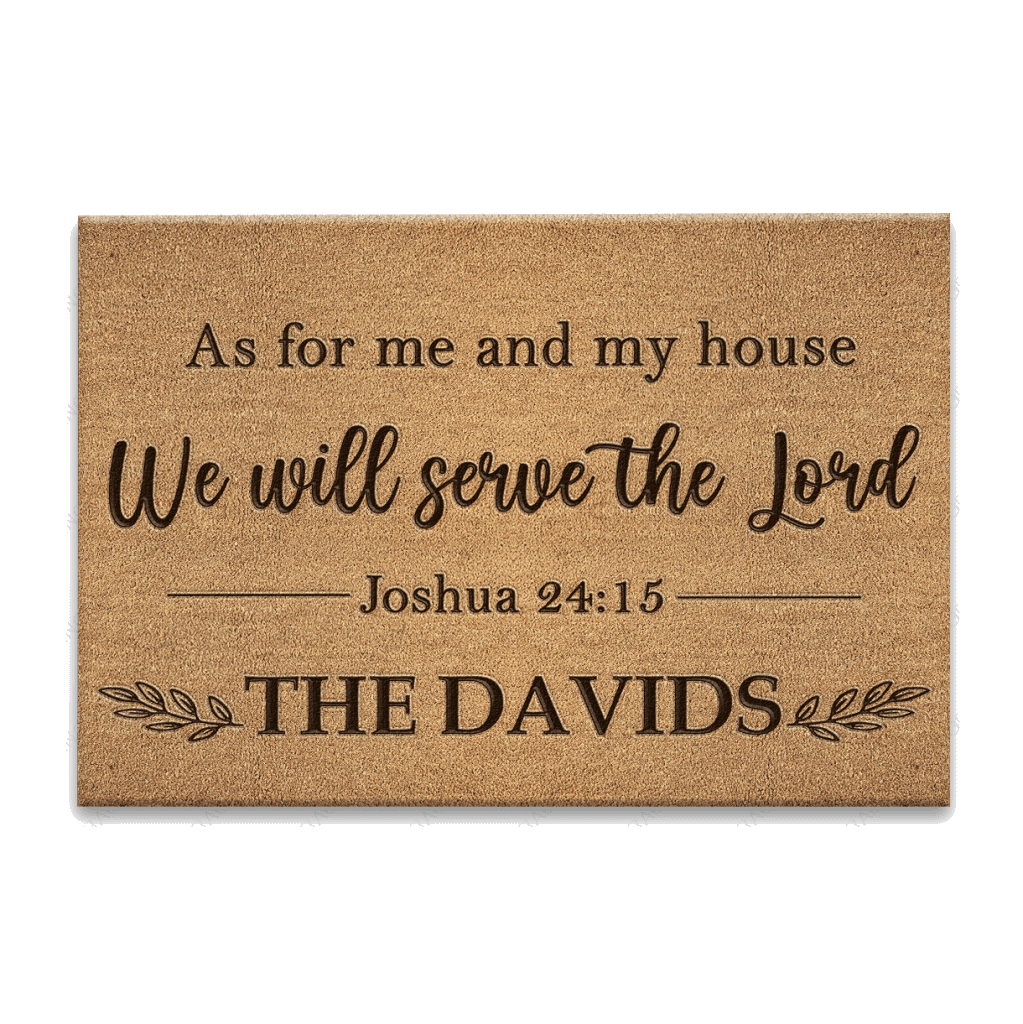 Vintage Floral As For Me And My House Personalized Doormat