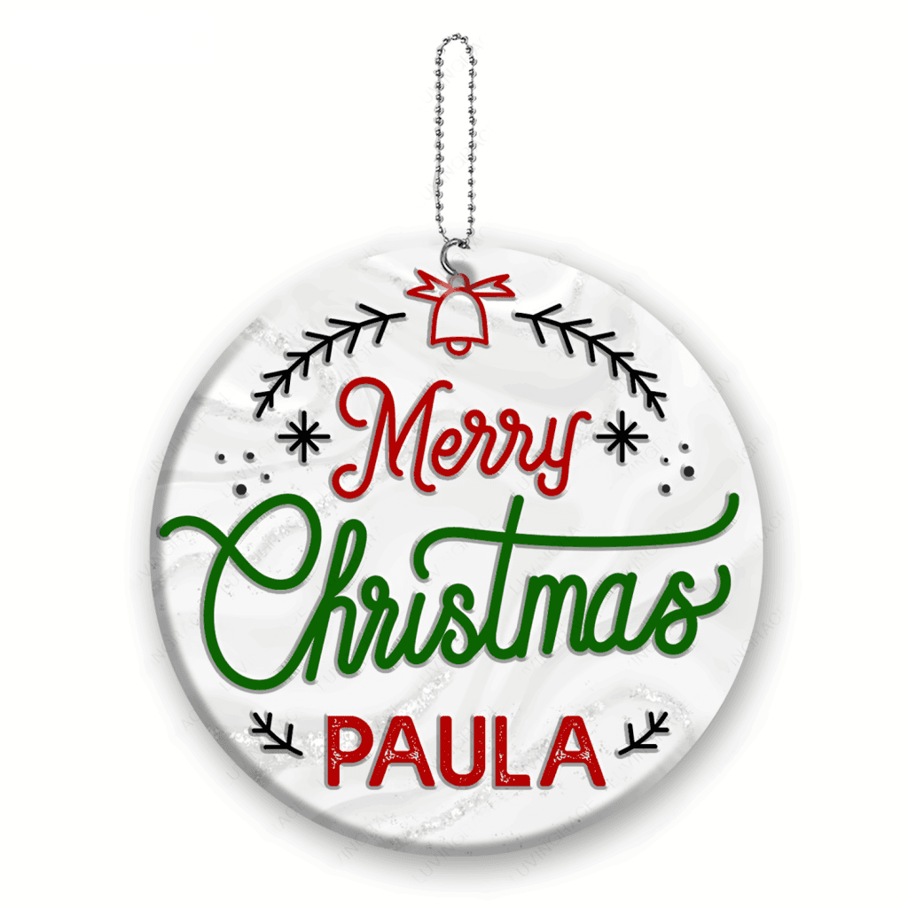 Vintage Floral Merry Christmas Personalized Gift Ornament