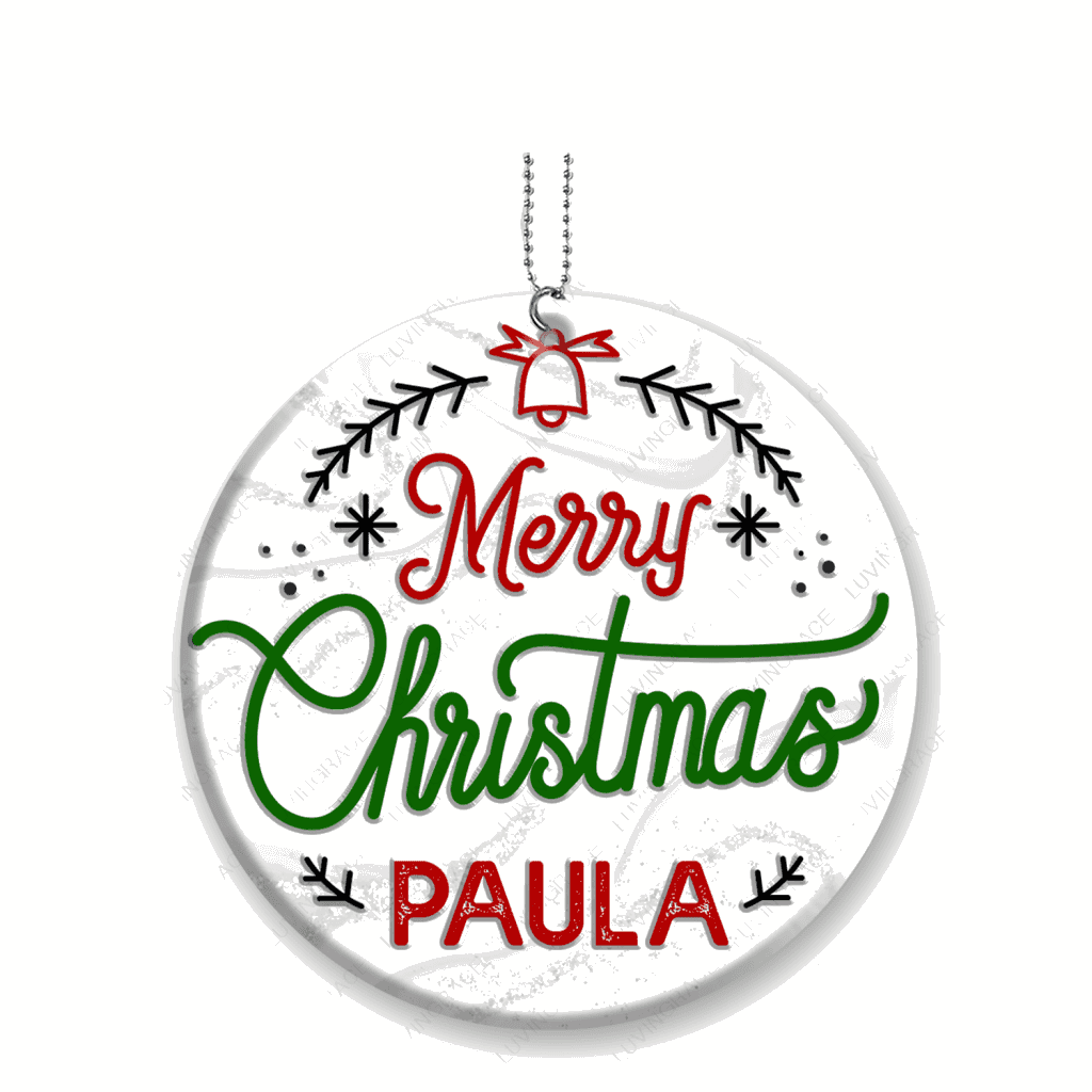 Vintage Floral Merry Christmas Personalized Gift Ornament