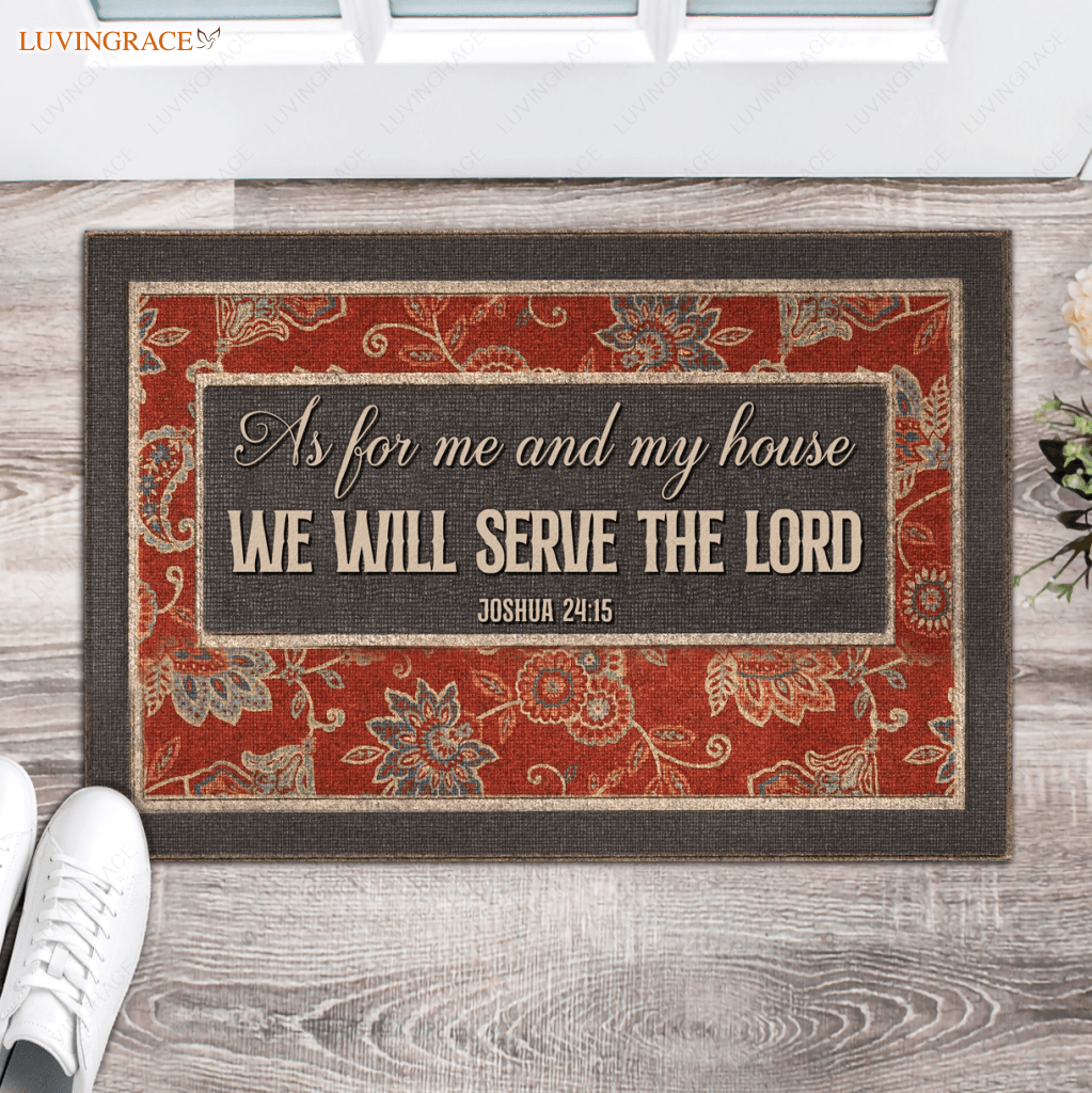 Vintage Flowers Serve The Lord Personalized Doormat