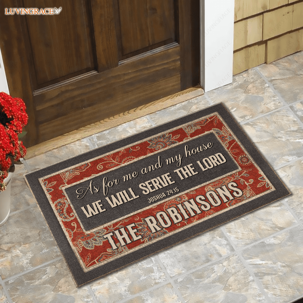 Vintage Flowers Serve The Lord Personalized Doormat