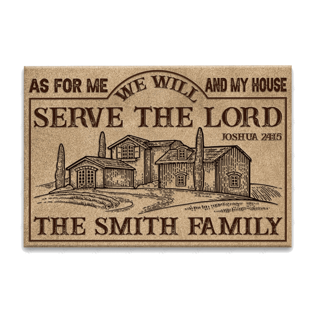 Vintage Home Art As For Me And My House Personalized Doormat