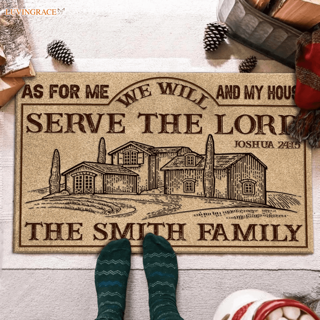 Vintage Home Art As For Me And My House Personalized Doormat