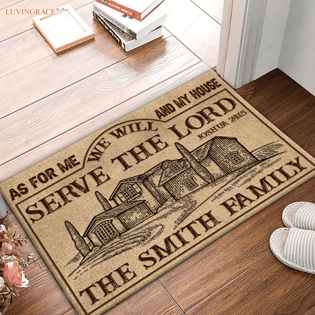 Vintage Home Art As For Me And My House Personalized Doormat