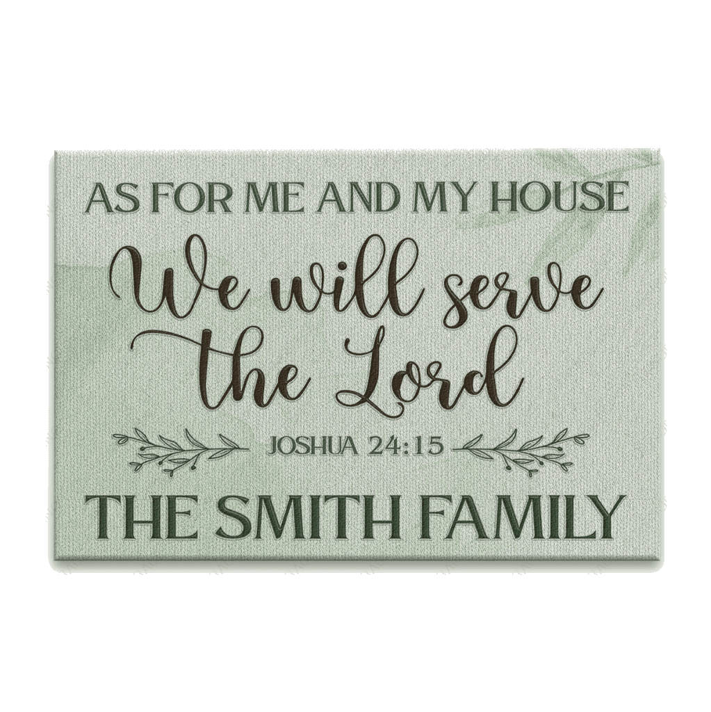 Vintage Light Green As For Me And My House Collection Family Name Personalized Doormat
